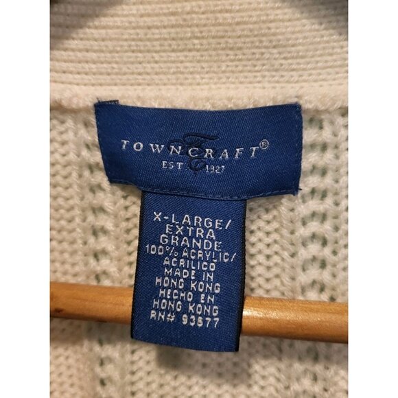 Vtg Mens Ivory Cableknit Button Up Sweater Vest Pockets Grandpa Sz XL - Picture 5 of 6